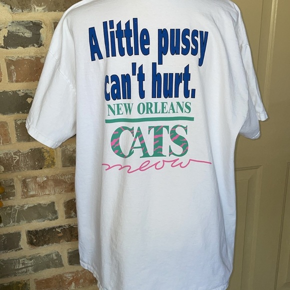 CATS MEOW New Orleans RARE 90s TShirts Make Me Purr & A Little Kitty Unisex L/XL - Picture 7 of 9